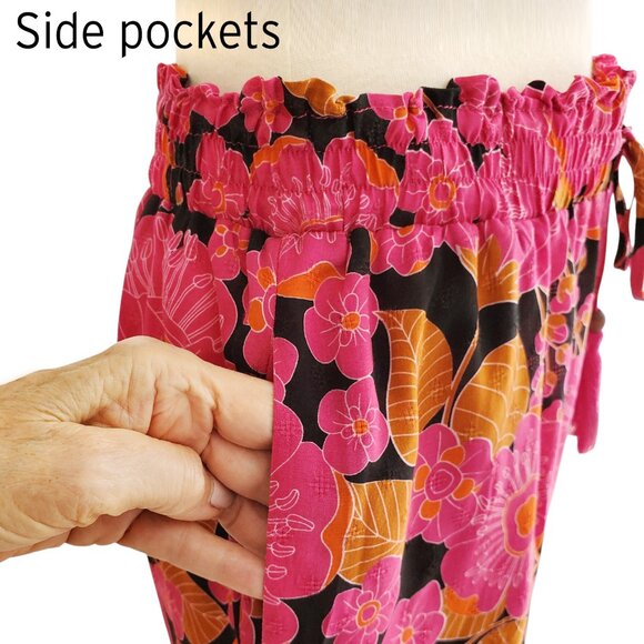 Rose & Olive Top and Pants Set Bright Magenta Floral Print Lightweight Size S - Picture 4 of 16